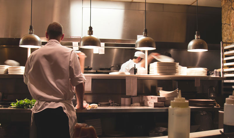 Busy commercial kitchen